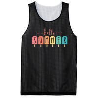 Colorful Hello Summer Popsicle Graphic Mesh Reversible Basketball Jersey Tank