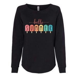 Colorful Hello Summer Popsicle Graphic Womens California Wash Sweatshirt