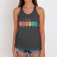 Colorful Hello Summer Popsicle Graphic Women's Knotted Racerback Tank