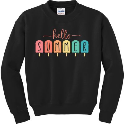 Colorful Hello Summer Popsicle Graphic Kids Sweatshirt