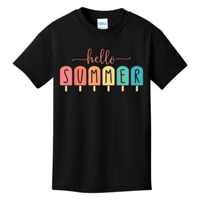 Colorful Hello Summer Popsicle Graphic Kids T-Shirt