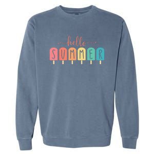 Colorful Hello Summer Popsicle Graphic Garment-Dyed Sweatshirt