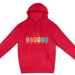 Colorful Hello Summer Popsicle Graphic Premium Pullover Hoodie