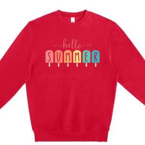 Colorful Hello Summer Popsicle Graphic Premium Crewneck Sweatshirt