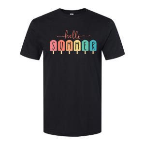 Colorful Hello Summer Popsicle Graphic Softstyle CVC T-Shirt