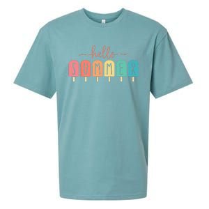 Colorful Hello Summer Popsicle Graphic Sueded Cloud Jersey T-Shirt