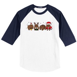 Christmas Holiday Santa Claus Xmas Rhino Baseball Sleeve Shirt