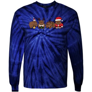 Christmas Holiday Santa Claus Xmas Rhino Tie-Dye Long Sleeve Shirt