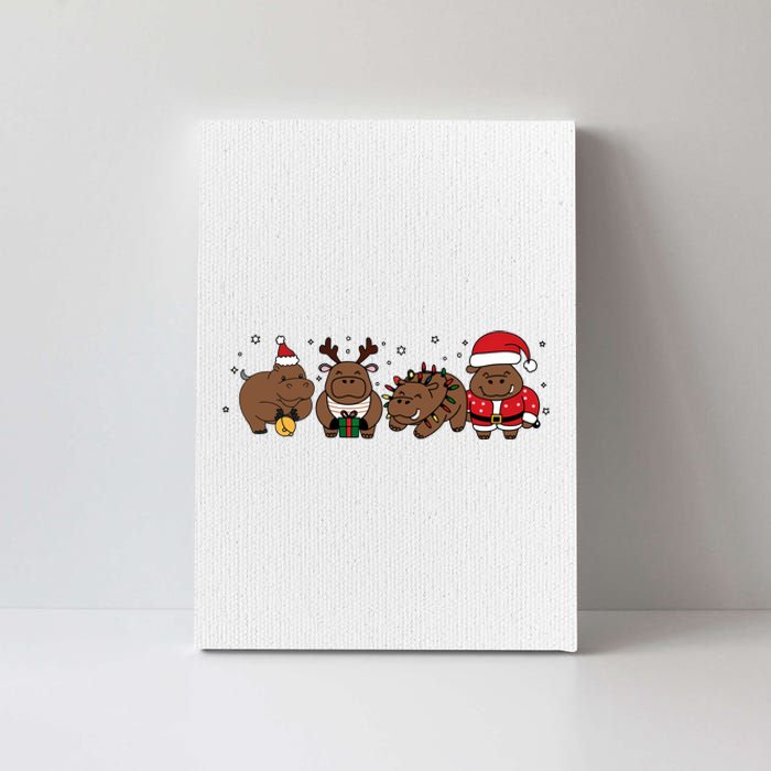 Christmas Holiday Santa Claus Xmas Rhino Canvas