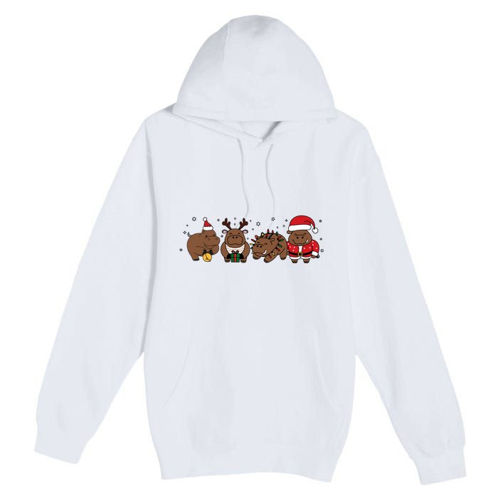 Christmas Holiday Santa Claus Xmas Rhino Premium Pullover Hoodie