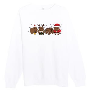 Christmas Holiday Santa Claus Xmas Rhino Premium Crewneck Sweatshirt