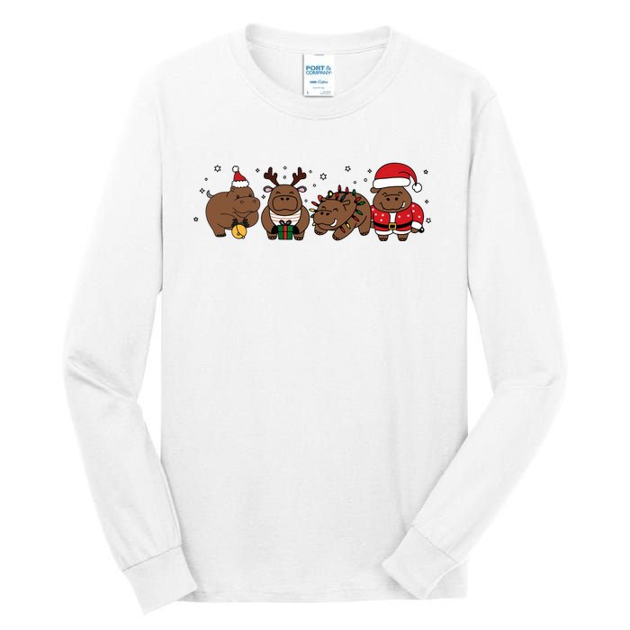 Christmas Holiday Santa Claus Xmas Rhino Tall Long Sleeve T-Shirt