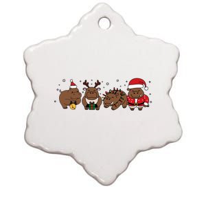 Christmas Holiday Santa Claus Xmas Rhino Ceramic Star Ornament