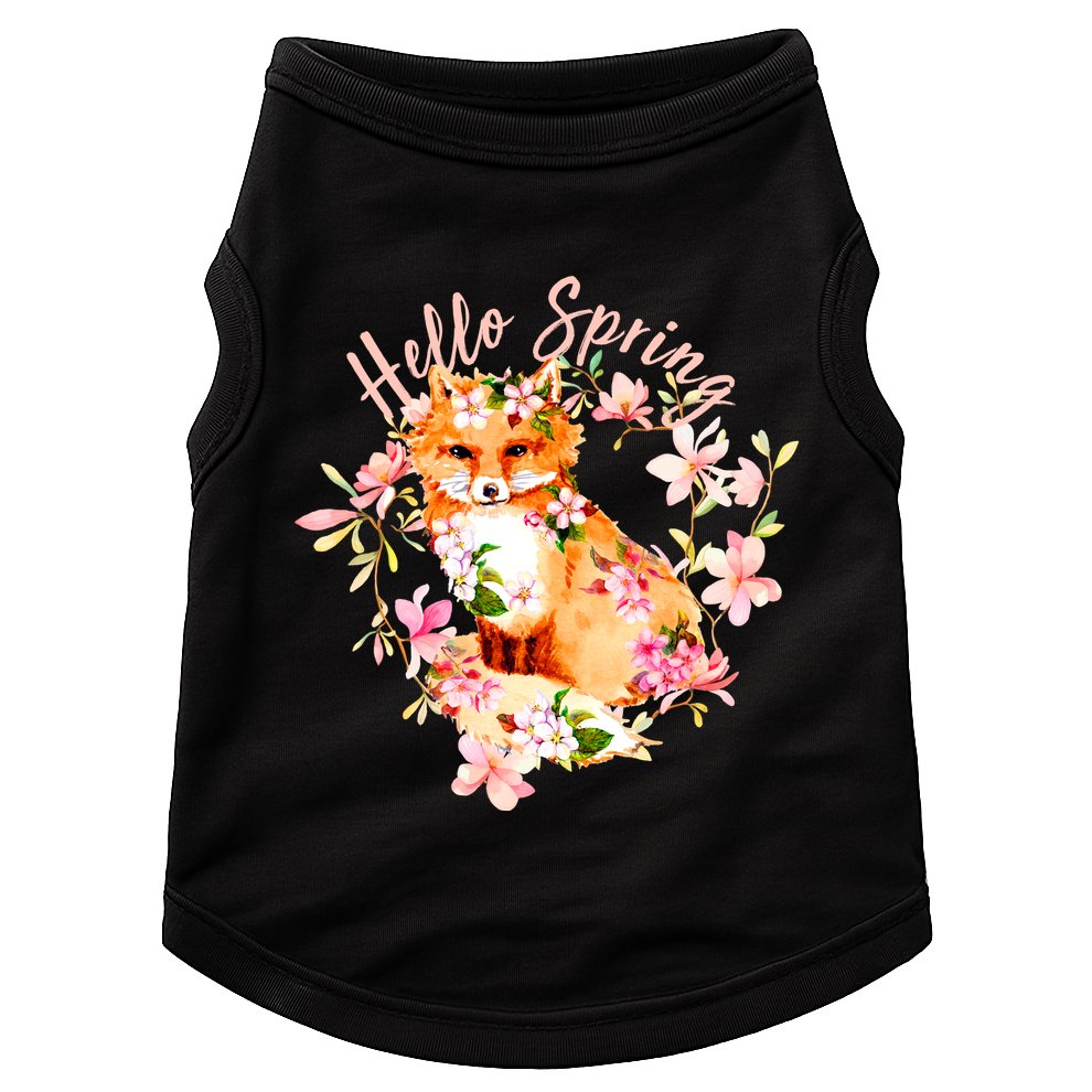 Cute Hello Spring Flower Fox Doggie Tank
