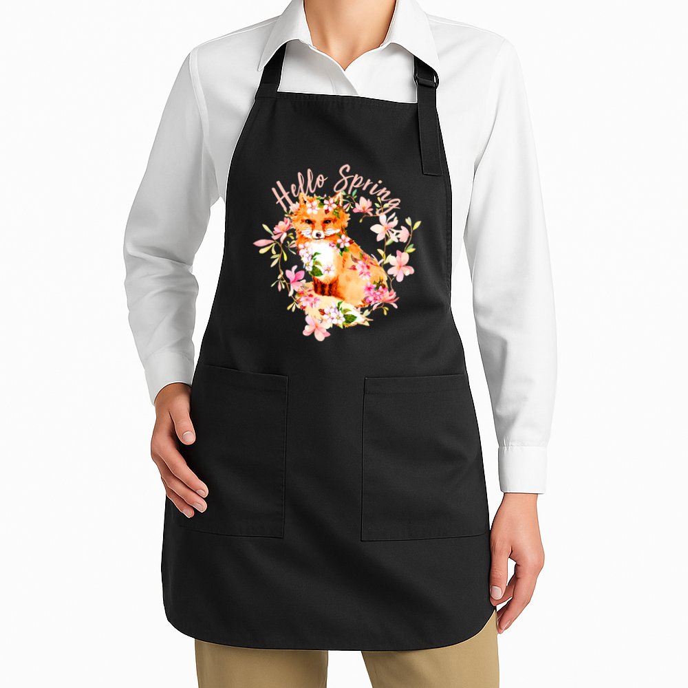 Cute Hello Spring Flower Fox Apron