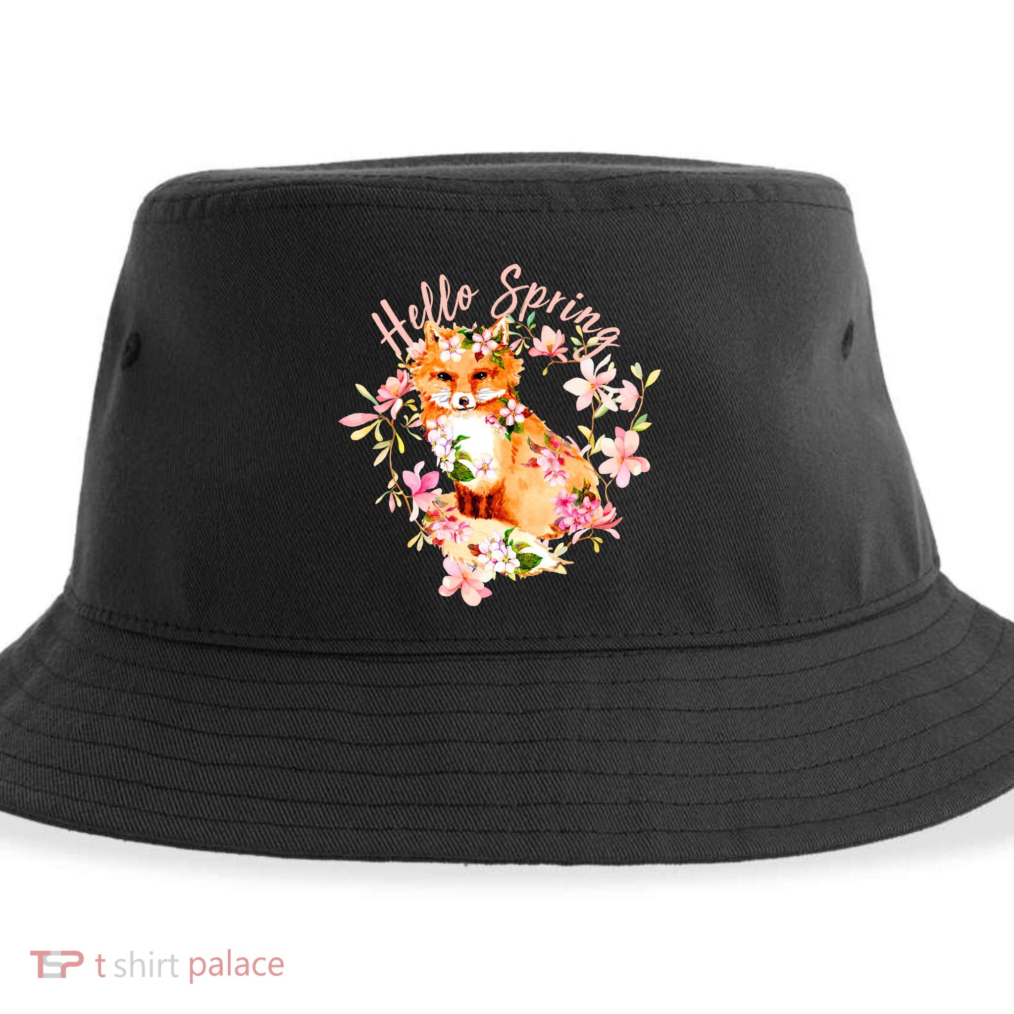 Cute Hello Spring Flower Fox Sustainable Bucket Hat