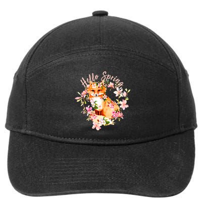 Cute Hello Spring Flower Fox 7-Panel Snapback Hat