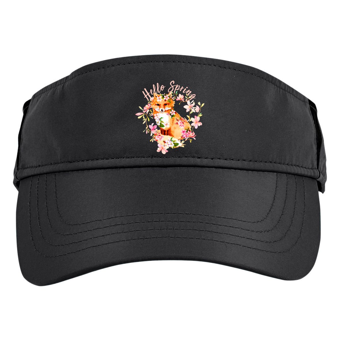 Cute Hello Spring Flower Fox Adult Drive Performance Visor