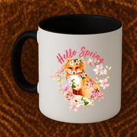 Cute Hello Spring Flower Fox Mug
