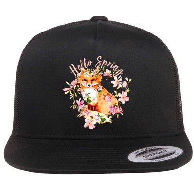Cute Hello Spring Flower Fox Flatbill Hat