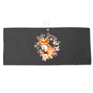 Cute Hello Spring Flower Fox Large Microfiber Waffle Golf Towel