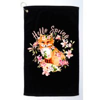Cute Hello Spring Flower Fox Golf Towel