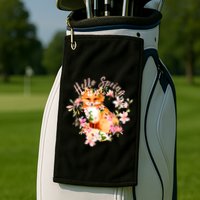 Cute Hello Spring Flower Fox Golf Towel