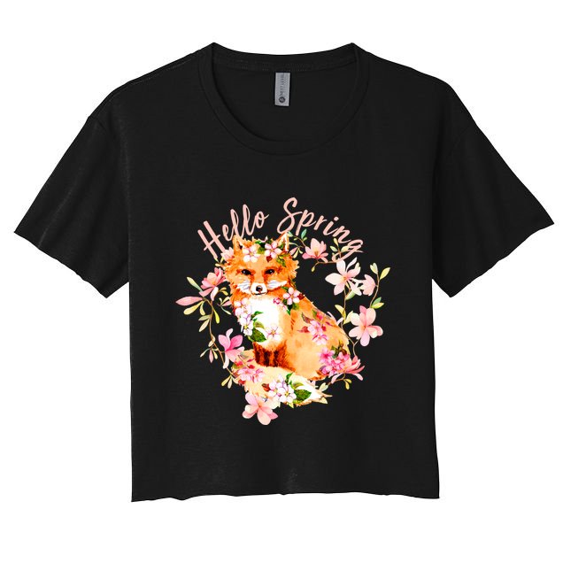 Cute Hello Spring Flower Fox Crop Top
