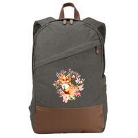 Cute Hello Spring Flower Fox Cotton Canvas Backpack