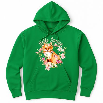 Cute Hello Spring Flower Fox Hoodie