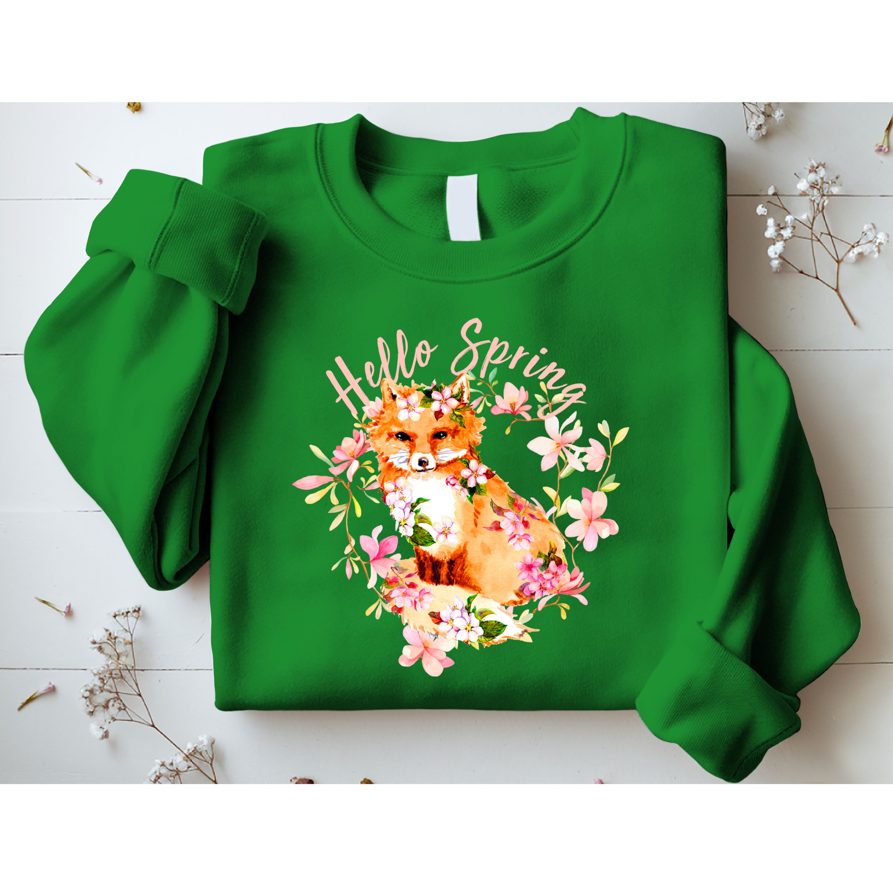 Cute Hello Spring Flower Fox Sweatshirt