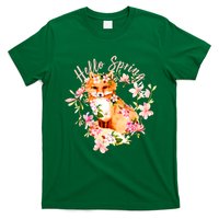 Cute Hello Spring Flower Fox T-Shirt