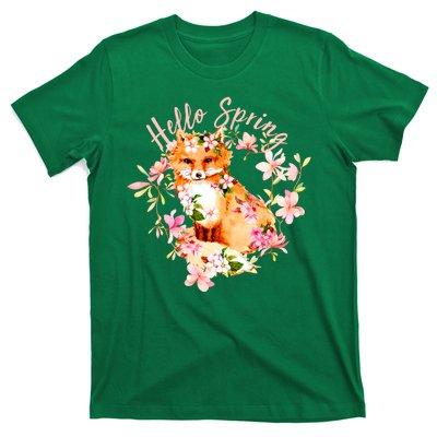 Cute Hello Spring Flower Fox T-Shirt