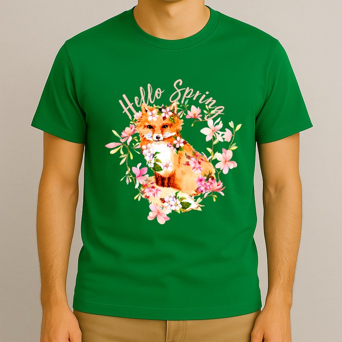 Cute Hello Spring Flower Fox T-Shirt