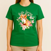 Cute Hello Spring Flower Fox T-Shirt