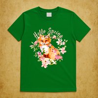 Cute Hello Spring Flower Fox T-Shirt