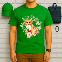 Cute Hello Spring Flower Fox T-Shirt