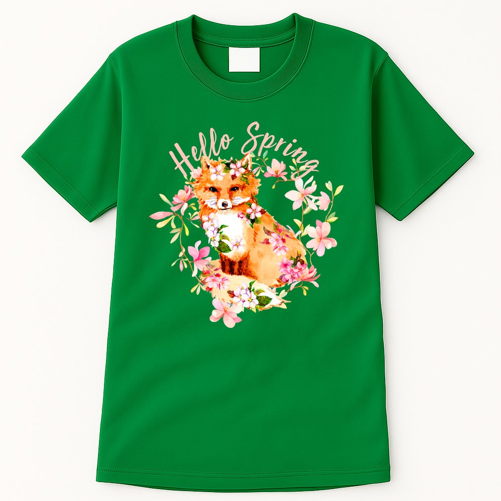 Cute Hello Spring Flower Fox Tall T-Shirt