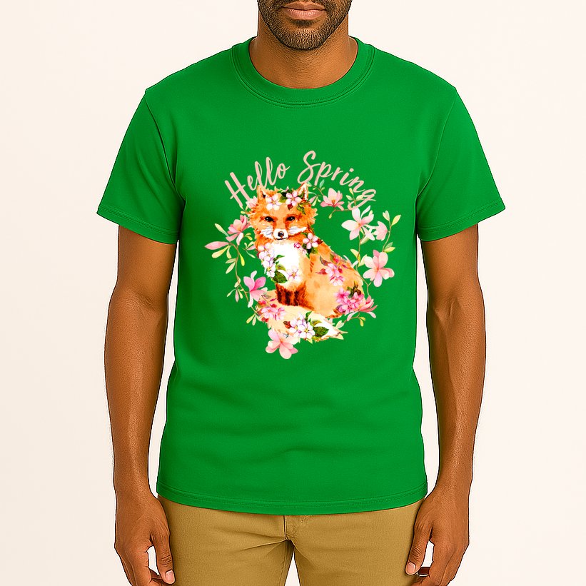 Cute Hello Spring Flower Fox Tall T-Shirt