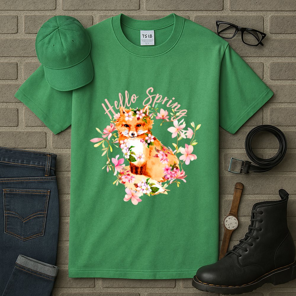 Cute Hello Spring Flower Fox Tall T-Shirt