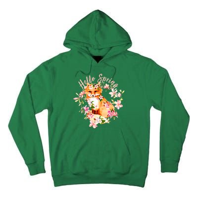 Cute Hello Spring Flower Fox Tall Hoodie