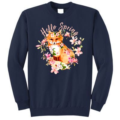 Cute Hello Spring Flower Fox Tall Sweatshirt