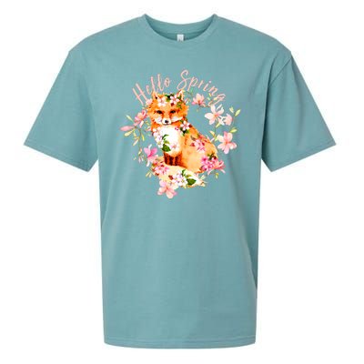 Cute Hello Spring Flower Fox Sueded Cloud Jersey T-Shirt