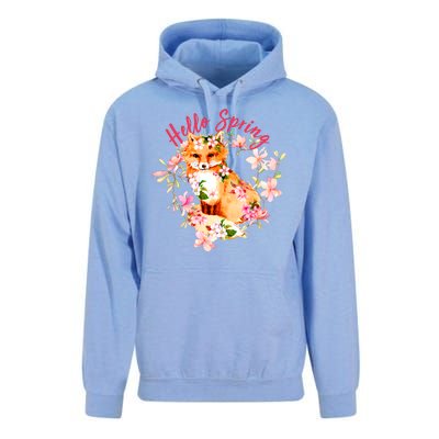 Cute Hello Spring Flower Fox Unisex Surf Hoodie