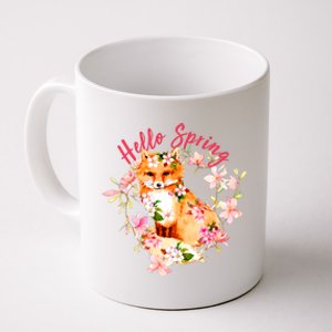 Cute Hello Spring Flower Fox Coffee Mug