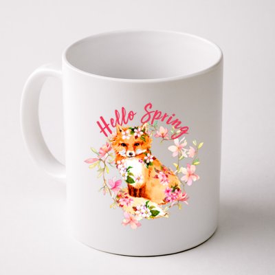 Cute Hello Spring Flower Fox Coffee Mug