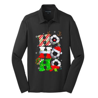 Christmas HoHoHo Santa Reindeer Soccer Pajama Gifts Silk Touch Performance Long Sleeve Polo