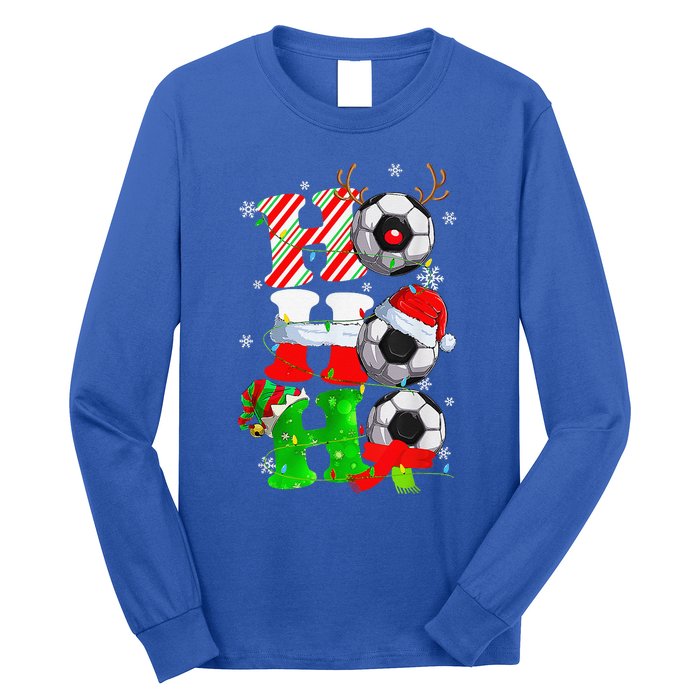 Christmas HoHoHo Santa Reindeer Soccer Pajama Gifts Long Sleeve Shirt