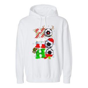 Christmas HoHoHo Santa Reindeer Soccer Pajama Gifts Garment-Dyed Fleece Hoodie