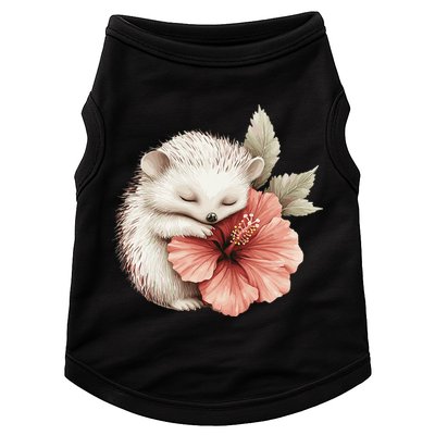 Cute Hedgehog Sleeping Hugging Flower Doggie Tank